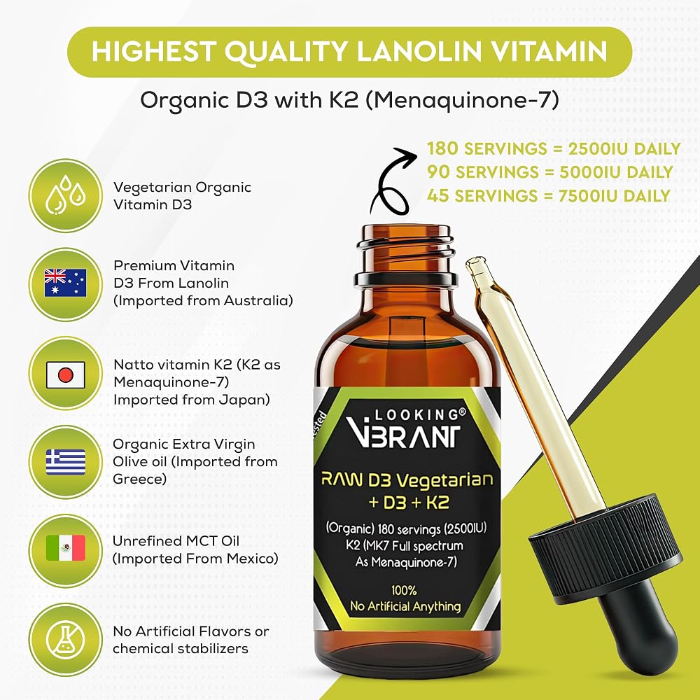 LOOKINGVIBRANT Vitamin D3 + K2 Liquid Drops - 180 Servings - image 2