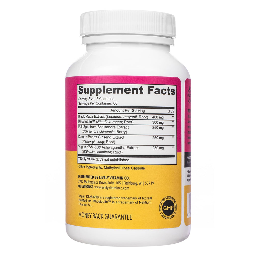 LIVELY VITAMIN CO Adrenal Boost Ashwagandha - 120 Vegetarian Capsules - image 5