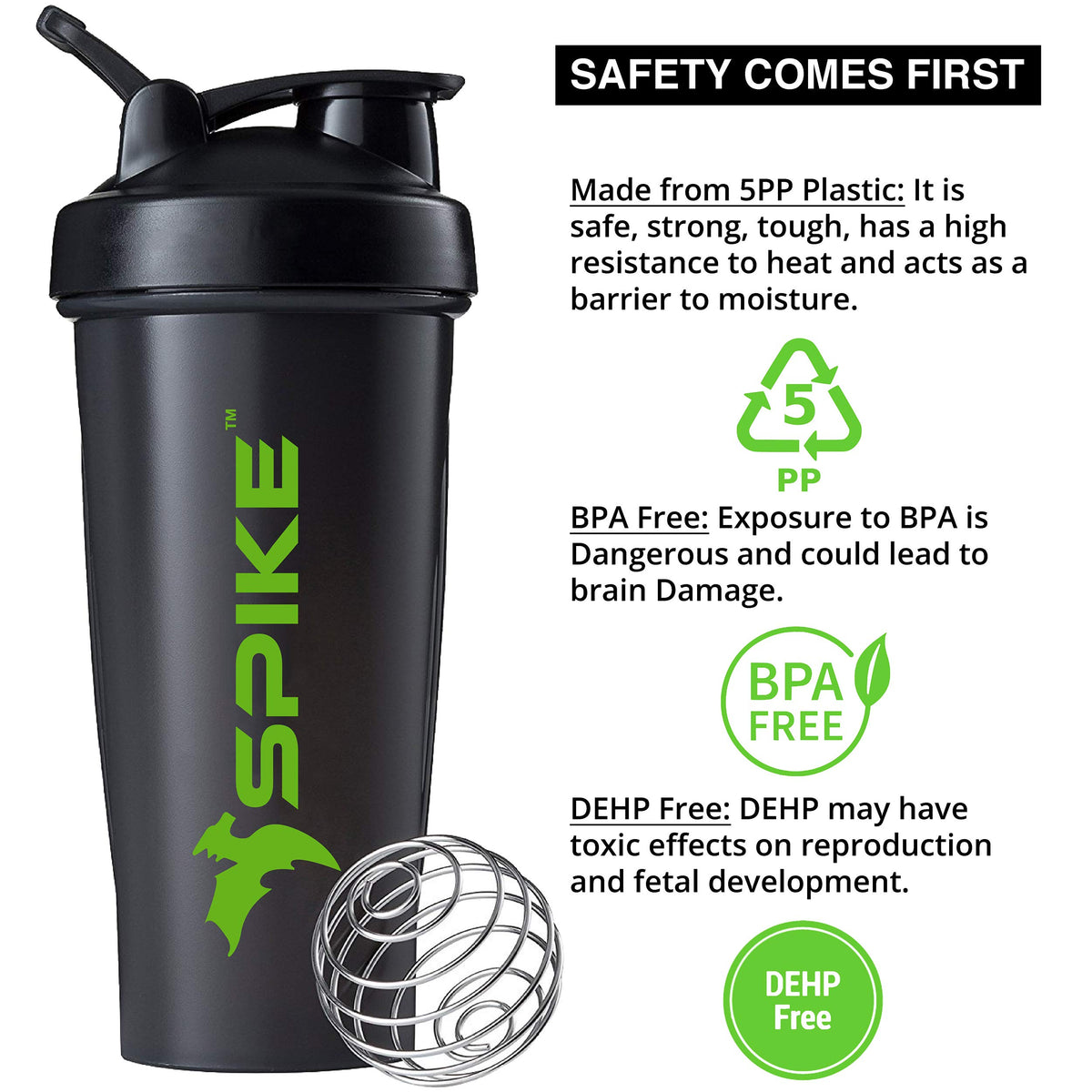 SPIKE Protein Shaker Bottle 700ml - Black - image 2