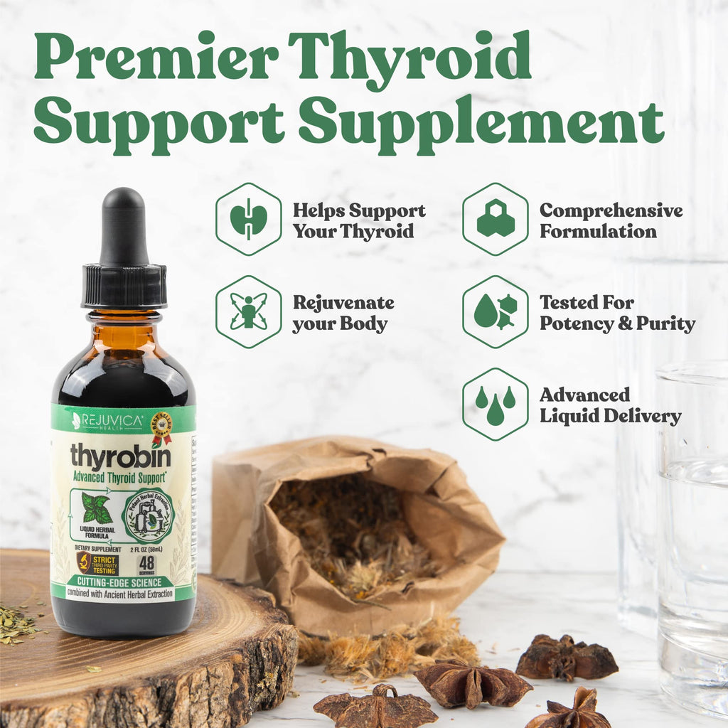 Rejuvica Health Thyrobin Thyroid Support Supplement with Iodine from