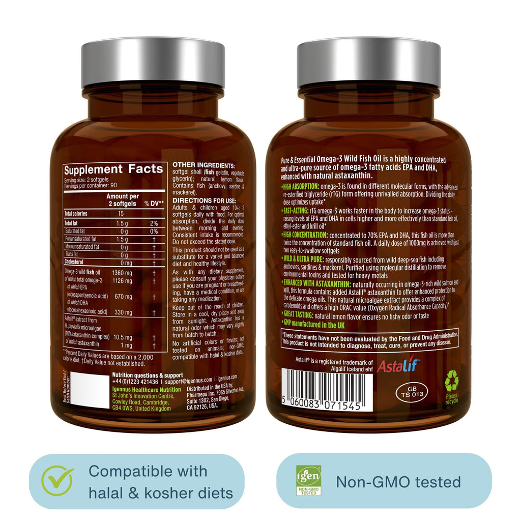 Igennus Ultra Pure Omega 3 rTG Fish Oil - 180 Softgels - image 6