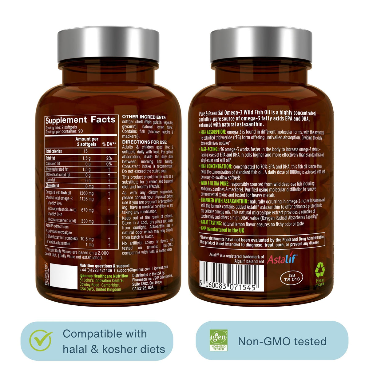 Igennus Ultra Pure Omega 3 rTG Fish Oil - 180 Softgels - image 6