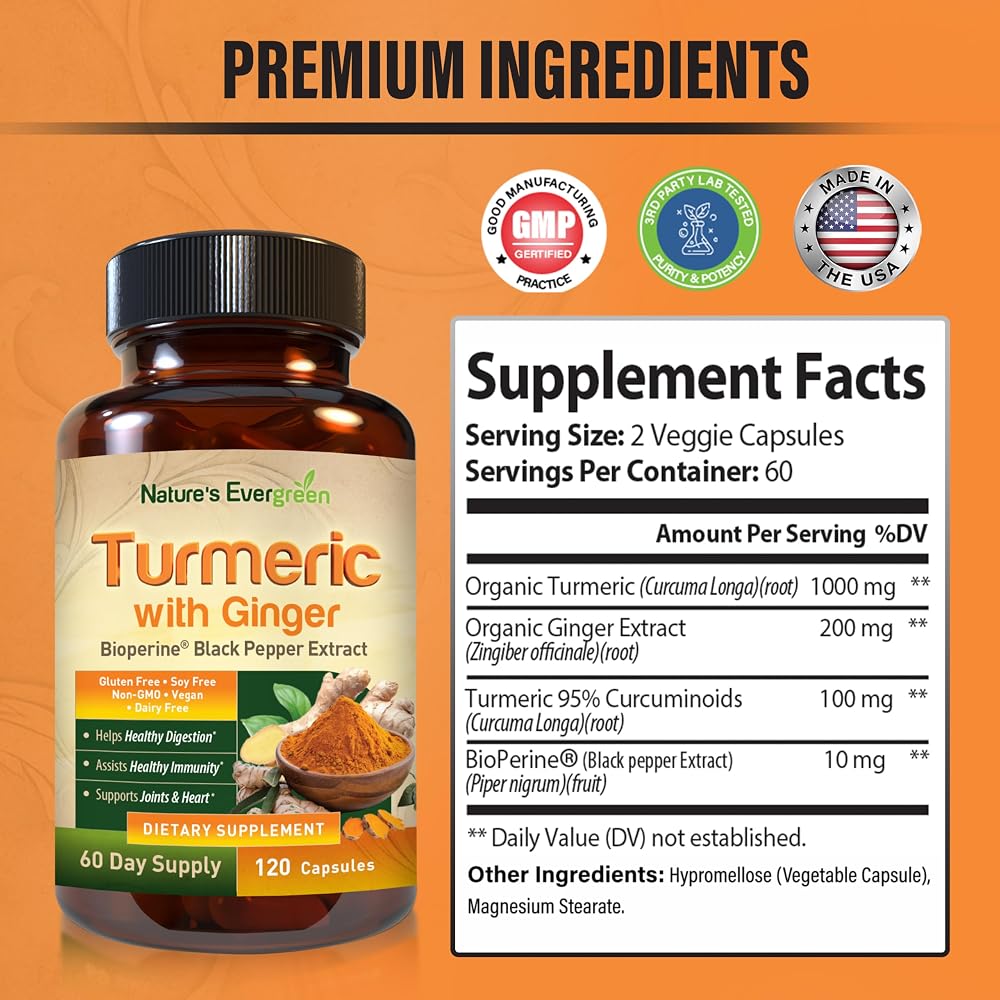 Nature's Evergreen Turmeric Ginger Joint Support - 90 Capsules - image 2