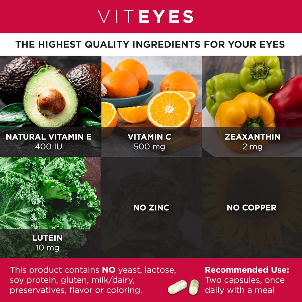Viteyes AREDS 2 Zinc Free Macular Support - 120 Capsules - image 3