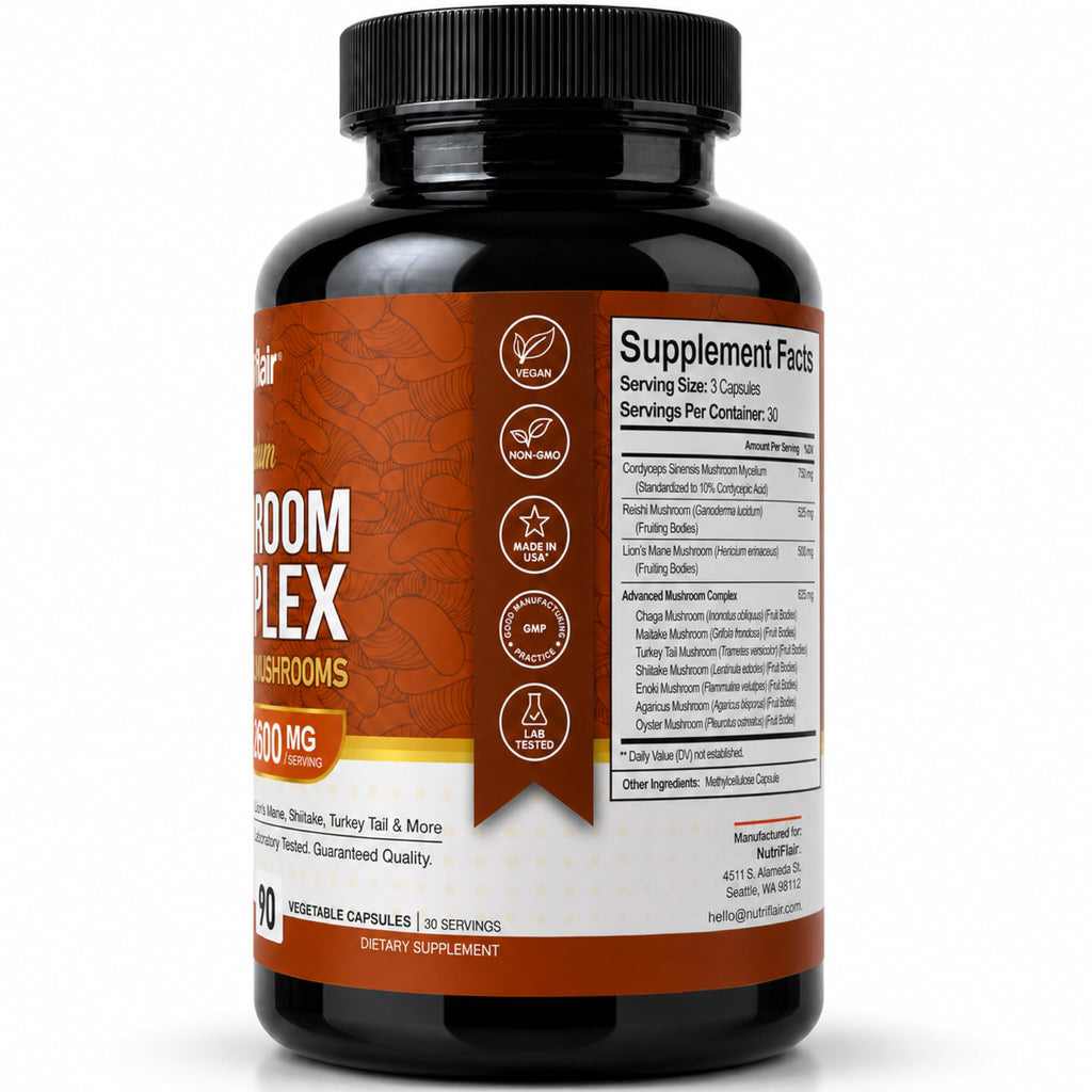 NutriFlair 10 Mushroom Complex Supplement 2600mg - 90 Capsules - image 3