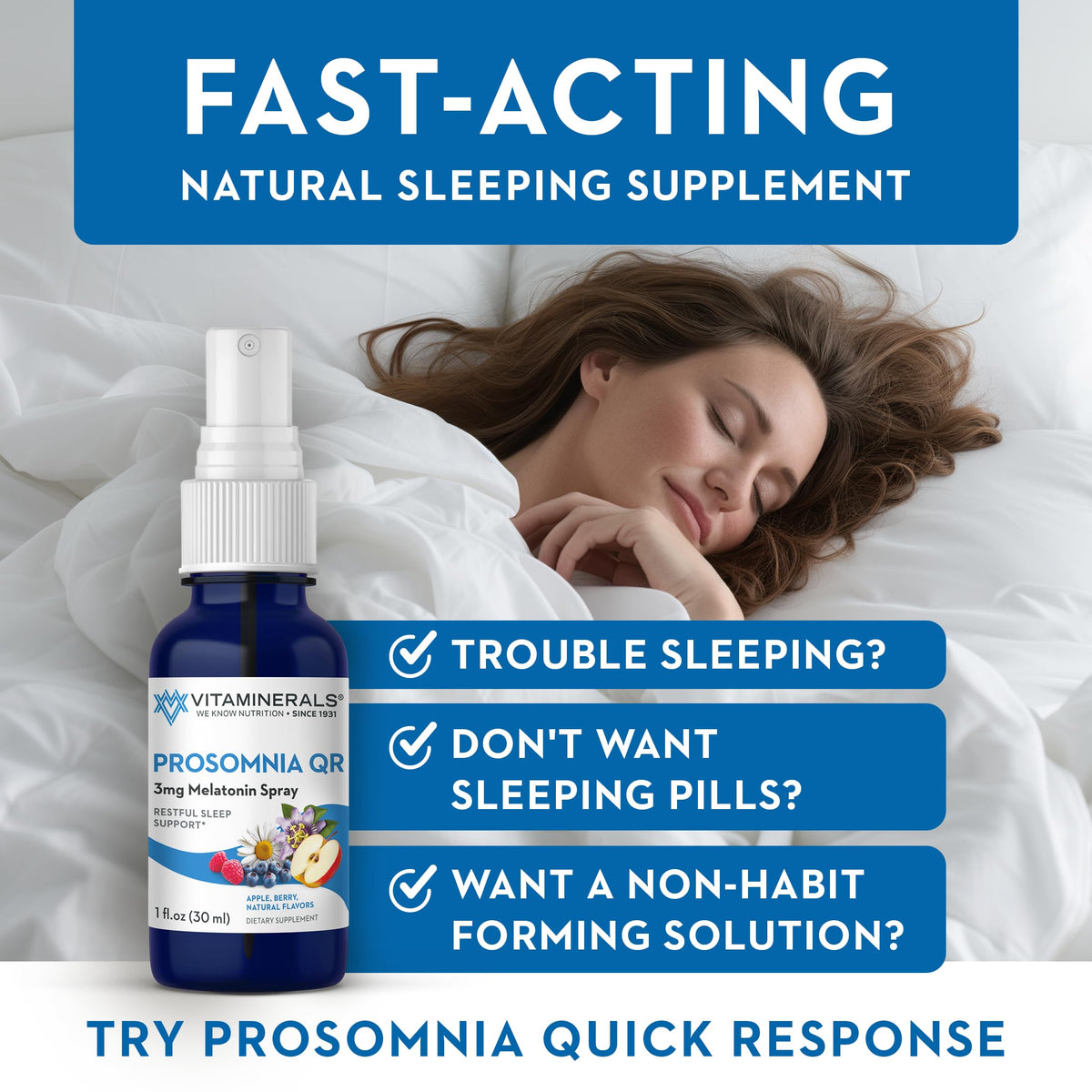 Vitaminerals 133 Prosomnia QR Natural Melatonin Sleep Spray - 1 Fl Oz - image 2