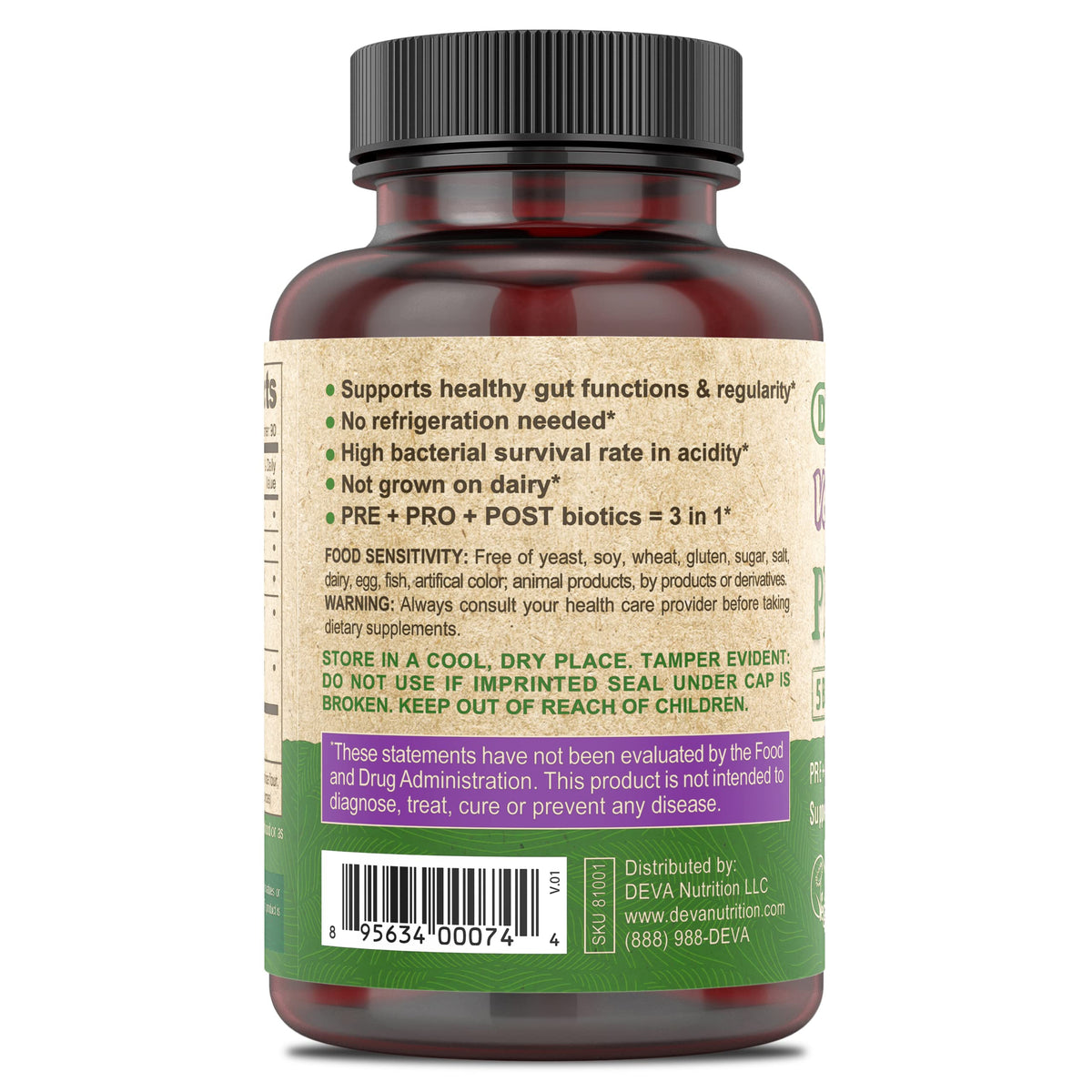 DEVA Vegan Probiotic Supplement with Prebiotics - 90 Capsules - image 3