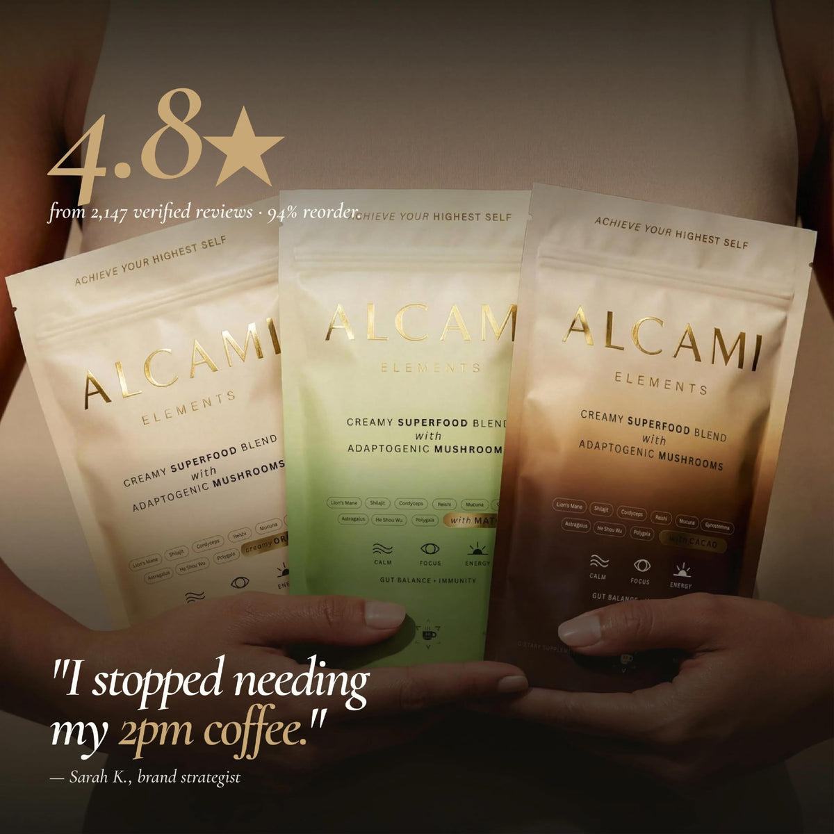 alcami elements Mushroom Coffee Enhancer Powder - 30 Servings - image 5