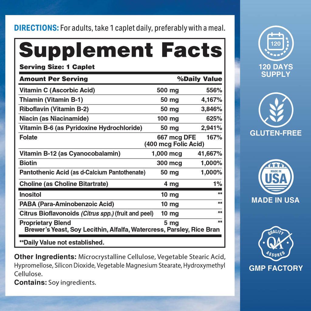 Vitamin World Stress Vitamin B Complex with Vitamin C - 120 Caplets - image 2