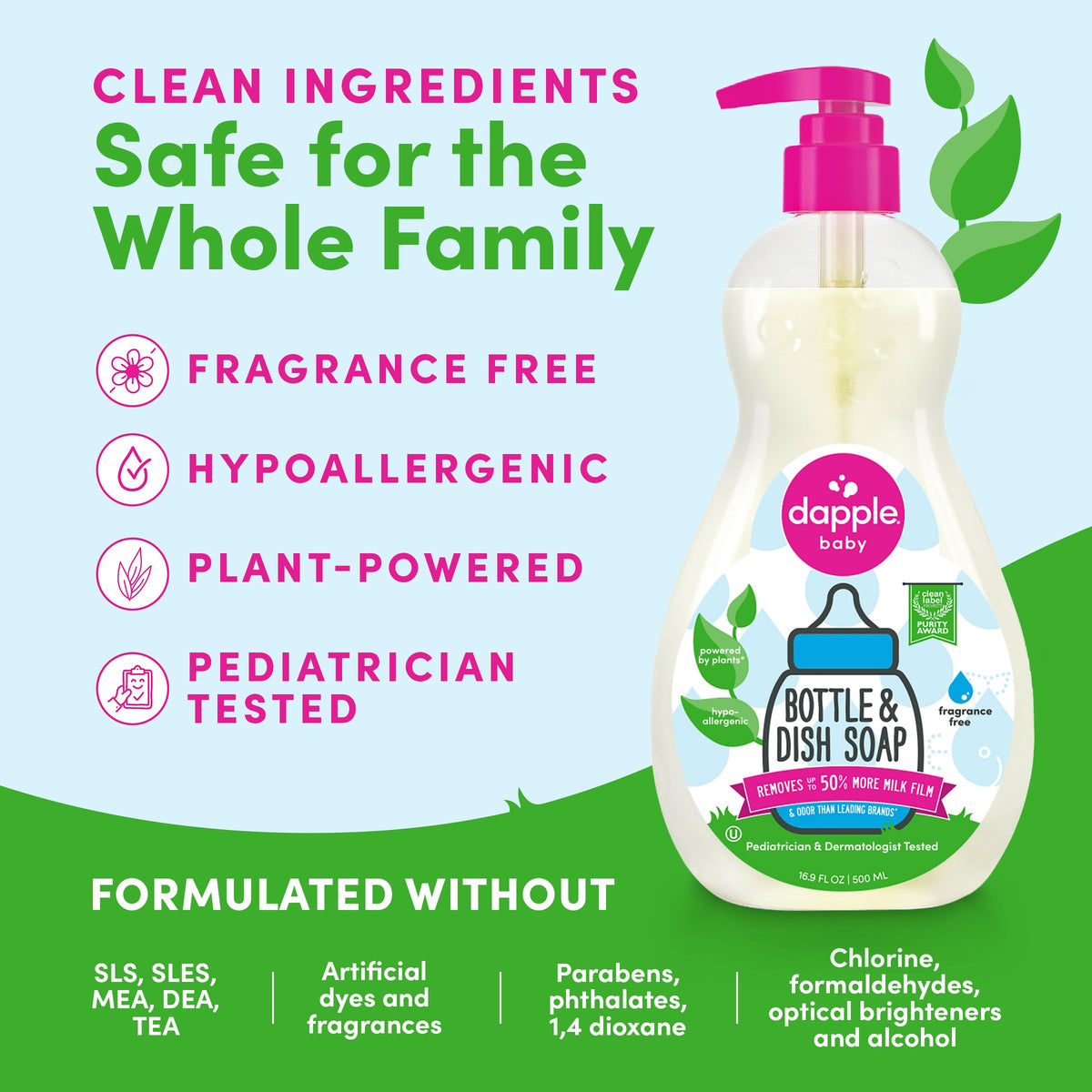 Dapple Baby Fragrance Free Bottle & Dish Soap - 3 Pack - image 4