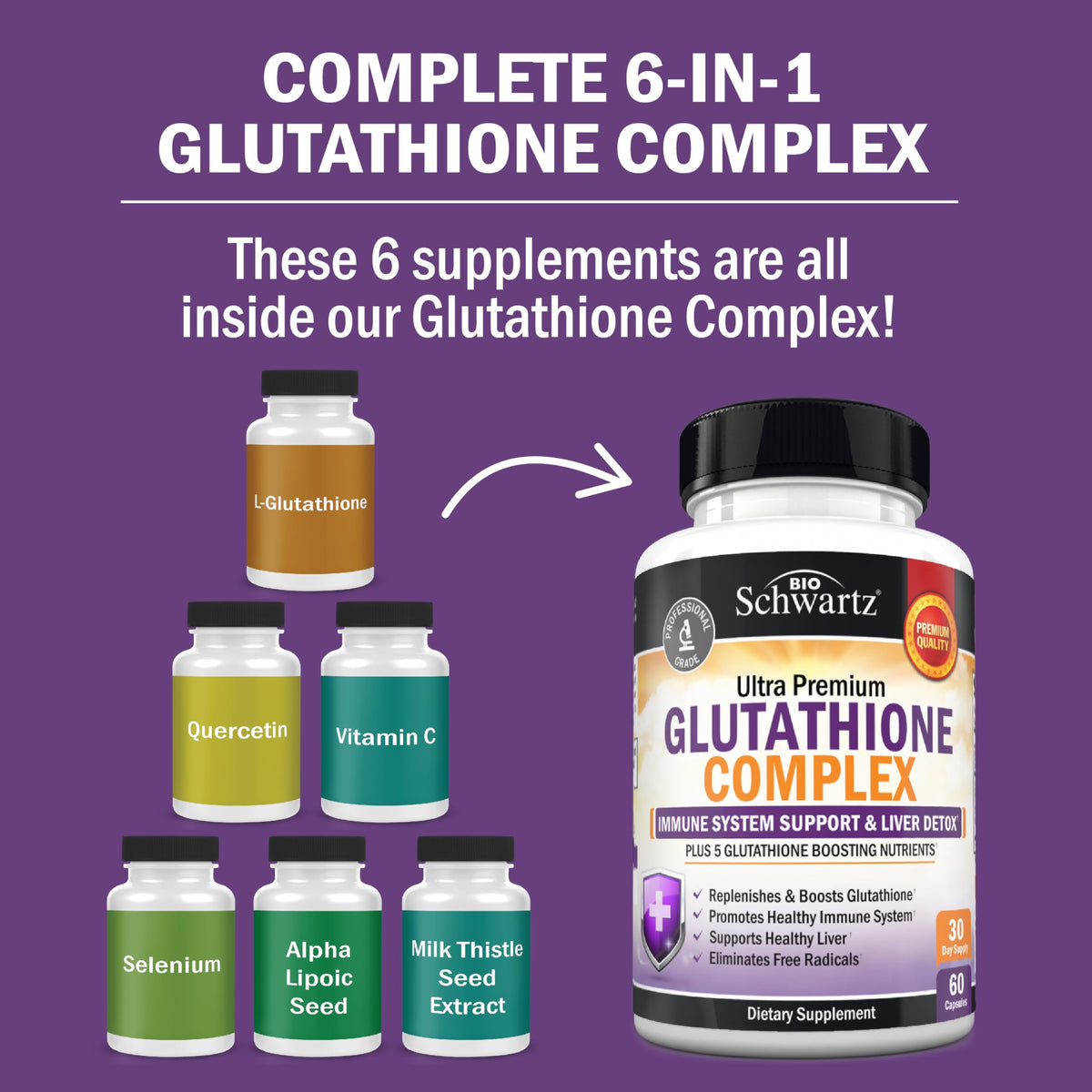 BioSchwartz Glutathione 500mg Liver Support - 60 Capsules - image 2