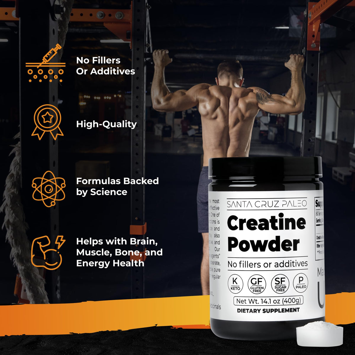 Santa Cruz Paleo Creatine Monohydrate Powder Pre Workout - 80 Servings - image 2