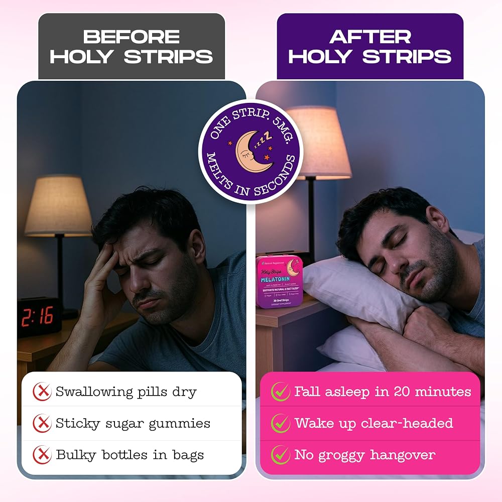 HOLY STRIPS Adult Melatonin Oral Strips for Sleep - 30 Strips - image 2