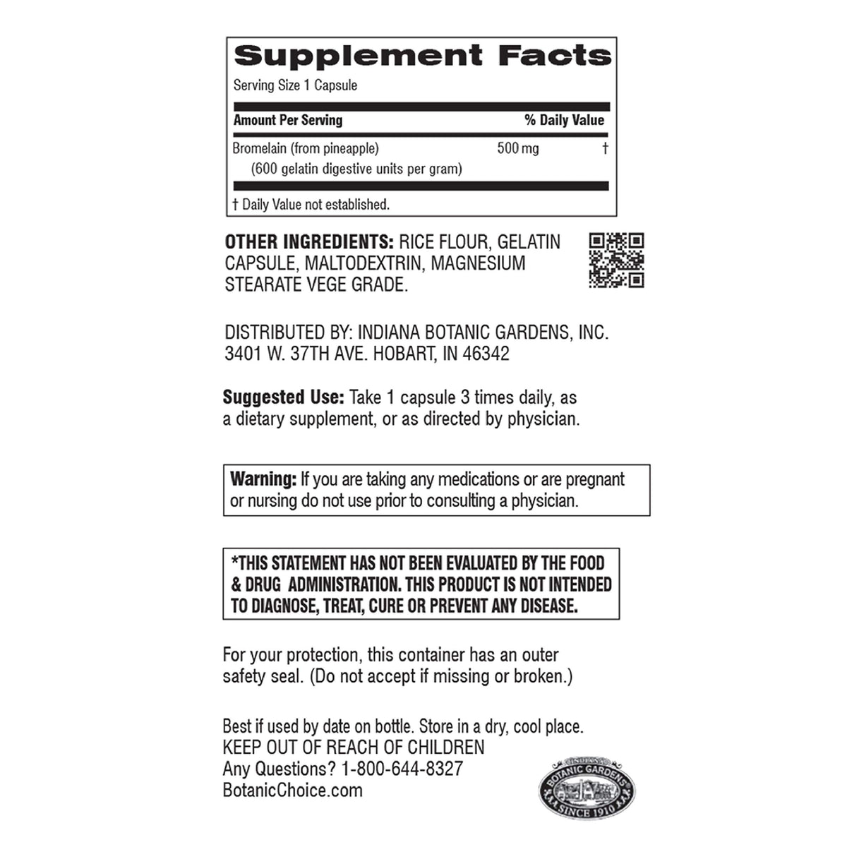 Botanic Choice Bromelain 500 mg - 180 Capsules - image 2
