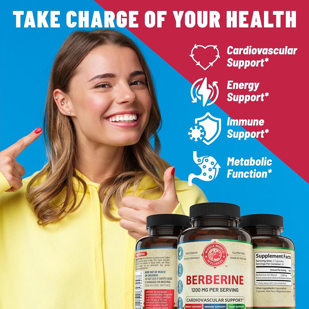 Whole World Wellness Berberine 1200mg Cardiovascular Support - 60 Capsules - image 3
