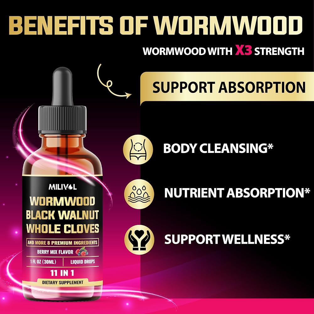 MILIVOL 11in1 Black Walnut Wormwood - Berry Mix Flavor - 1 Fl Oz