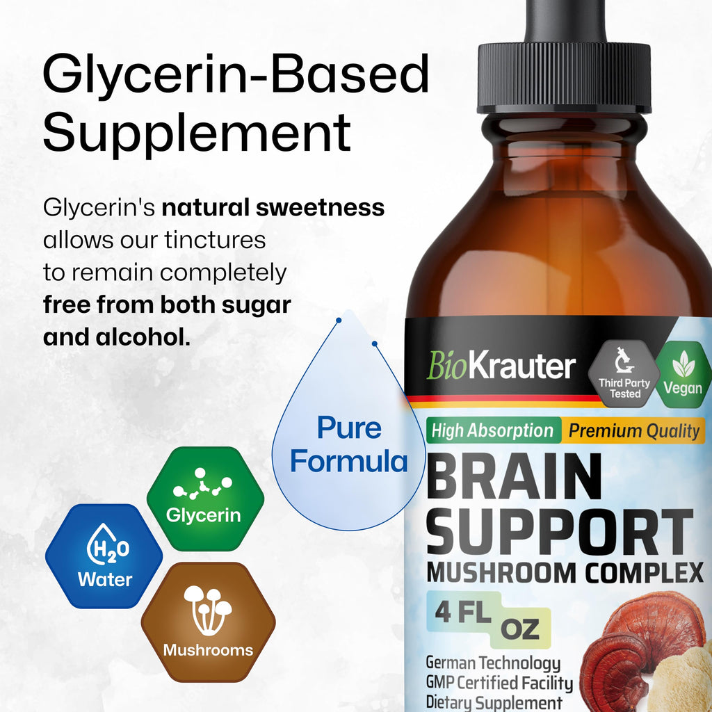 BIO KRAUTER 3-in-1 Mushroom Complex for Brain & Focus Support - 4 Fl Oz - image 6