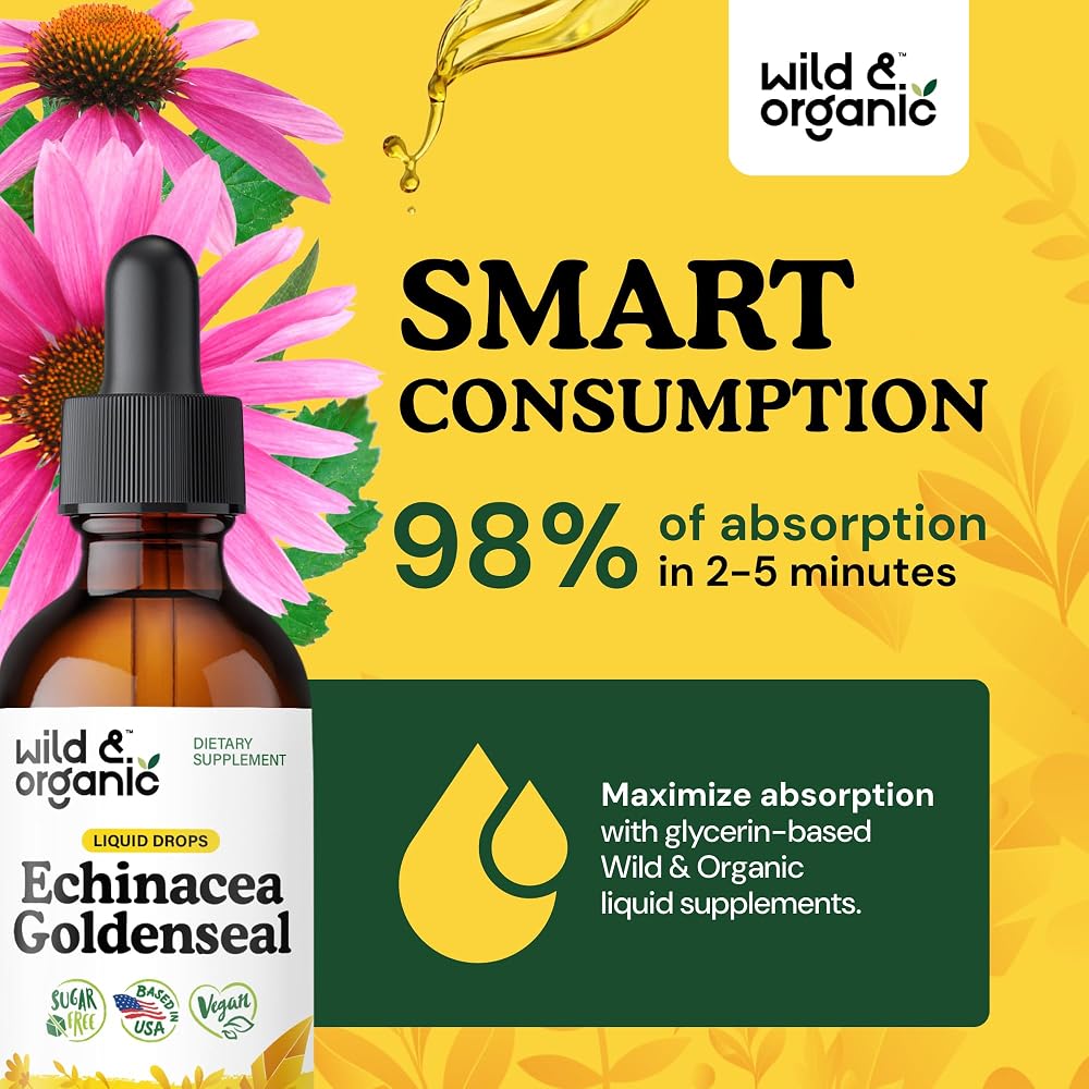 Wild & Organic Echinacea Goldenseal Liquid Drops Immune Support - 2 oz - image 4