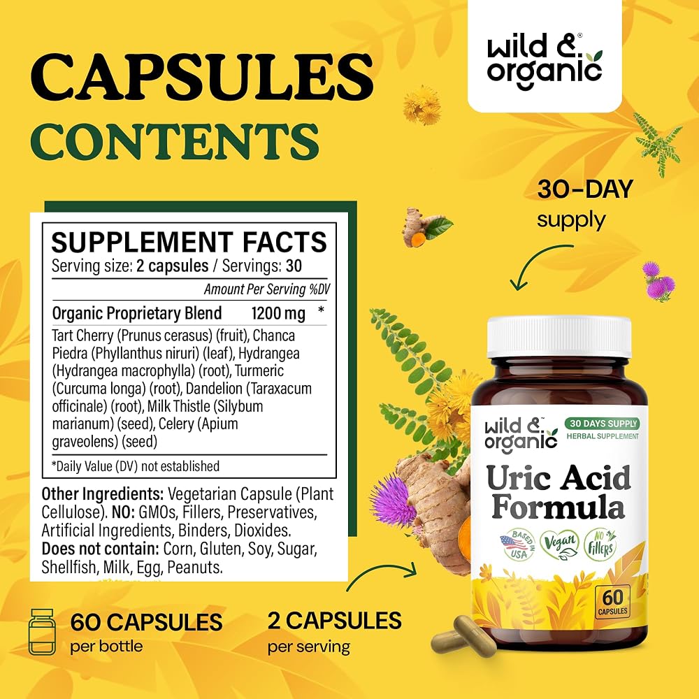 Wild & Organic Uric Acid Formula Capsules - Uric Acid Cleanse Support