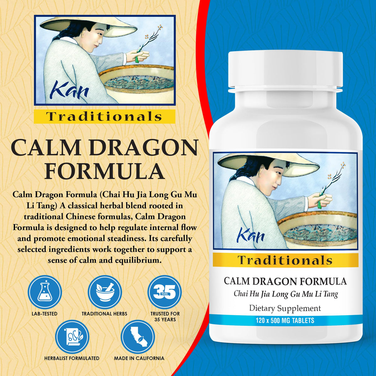 Kan Herbs Calm Dragon Formula Emotional Balance - 120 Tablets - image 2