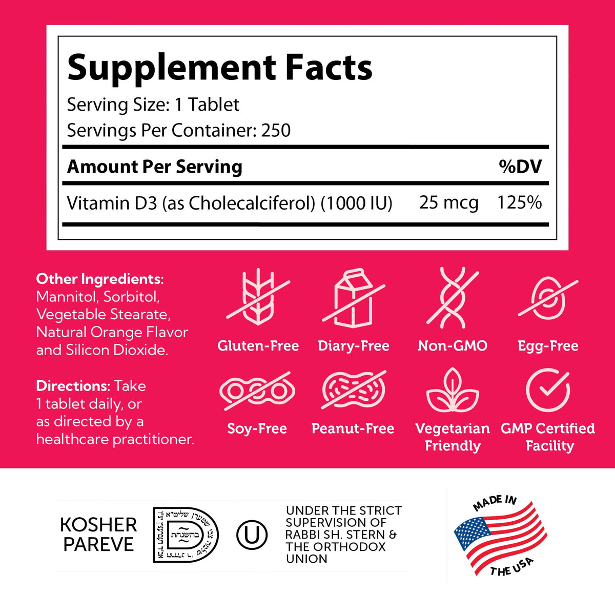Zahler Junior D3 Vitamin 1000 IU Chewable for Kids - 250 Count - image 5