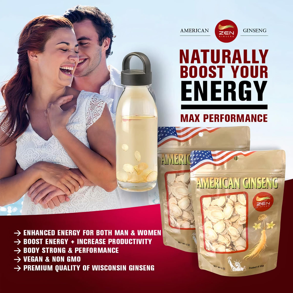 Zen Ginseng American Wisconsin Ginseng Slices - 8 Ounce (2 Bags) - image 3