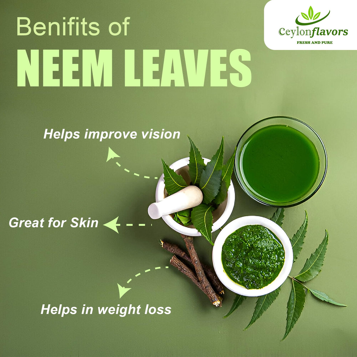 Ceylon Flavors Fresh & Pure Naturally Grown Dried Neem Leaves - 1 oz - image 5