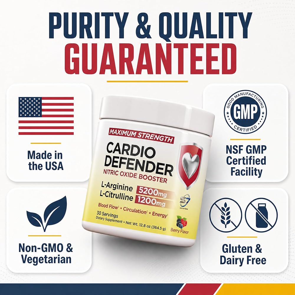 Cardio Defender L-Arginine 5200mg Nitric Oxide Booster Powder - 12.8 oz - image 7