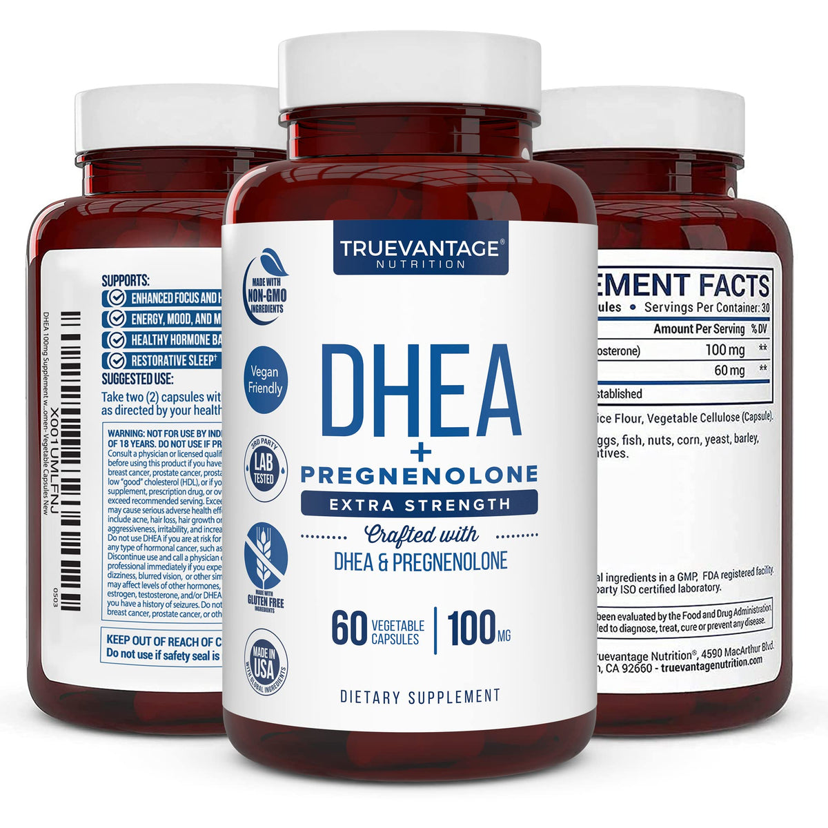 Truevantage DHEA 100 mg + Pregnenolone 60 mg Capsules - 60 Count - image 6