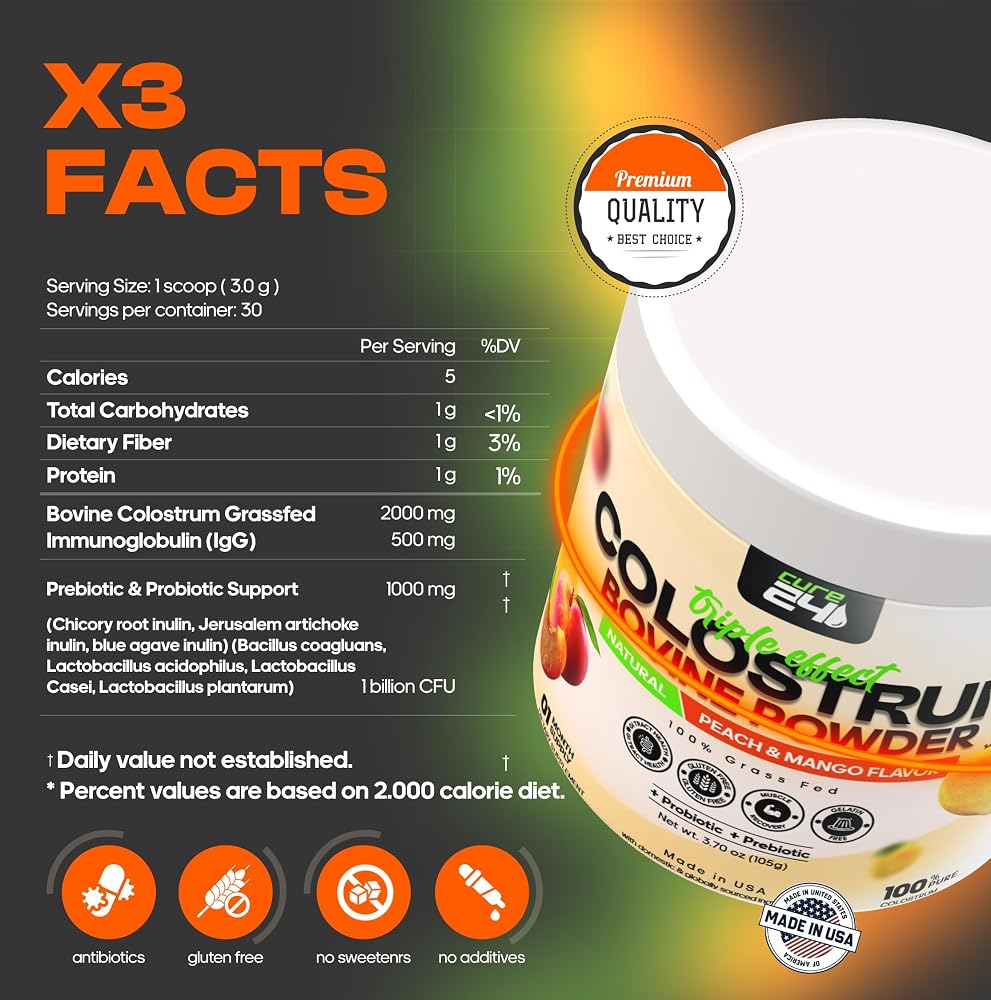 Cure24 Bovine Colostrum X3 Supplement Powder - 3.17 oz - image 2