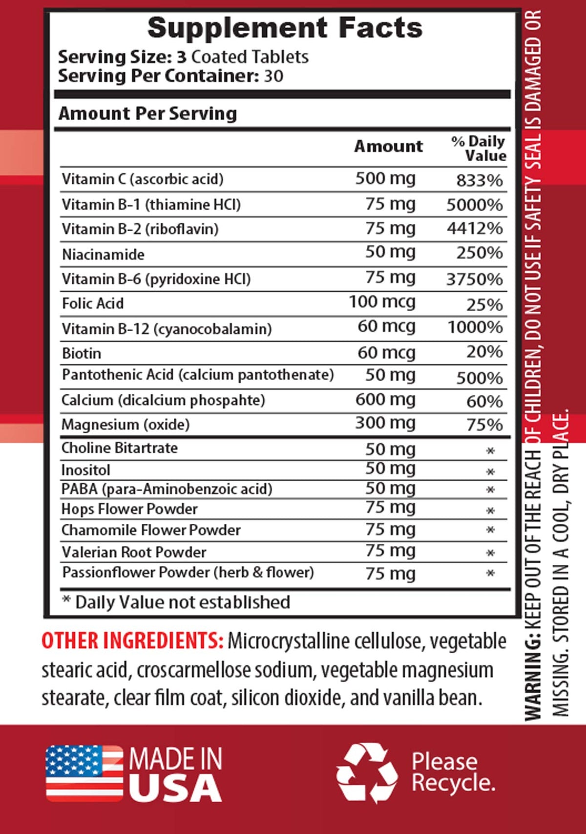 Health Solution Prime Stress B with C Supplement - 180 Tablets - image 2