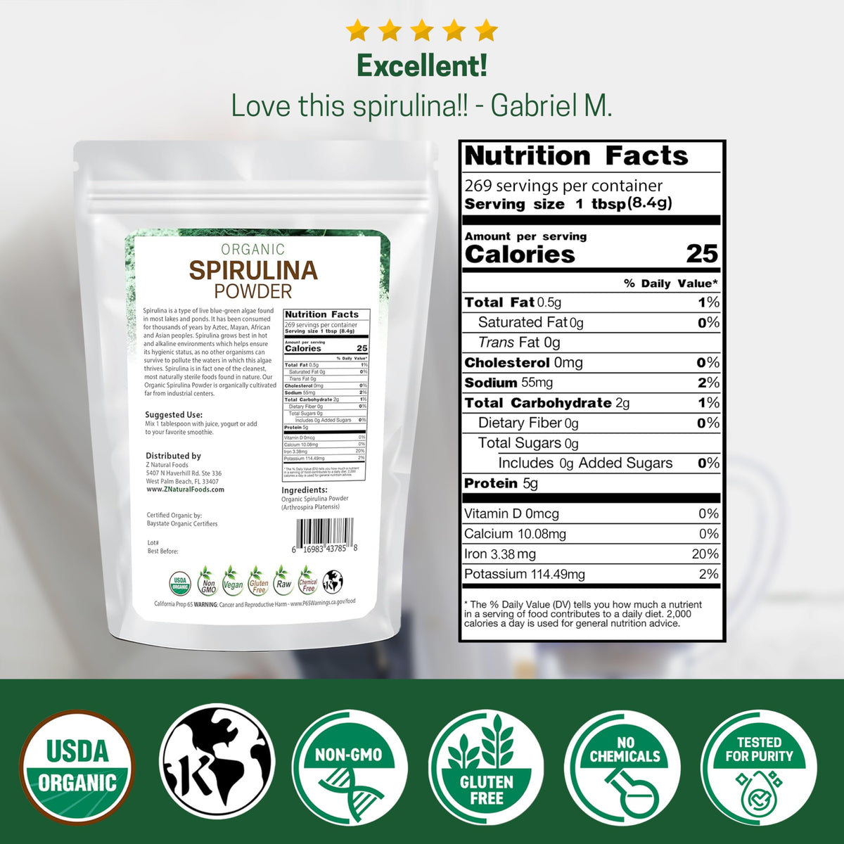 Z Natural Foods Organic Spirulina Powder - 80 oz - image 2