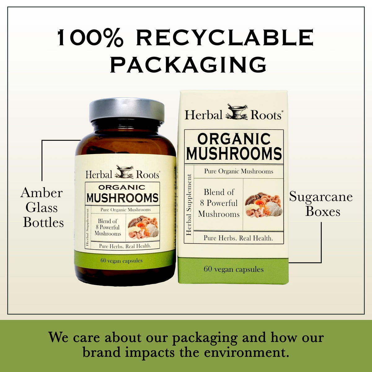Herbal Roots Organic Mushroom Capsules Immune Support - 60 Vegan Capsules - image 7