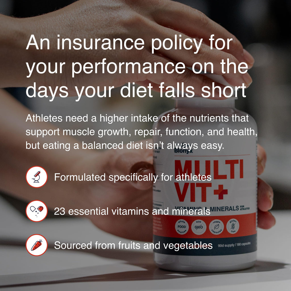 Blonyx Multivit+ Athlete's Multivitamin - 90 Vegetarian Capsules - image 3