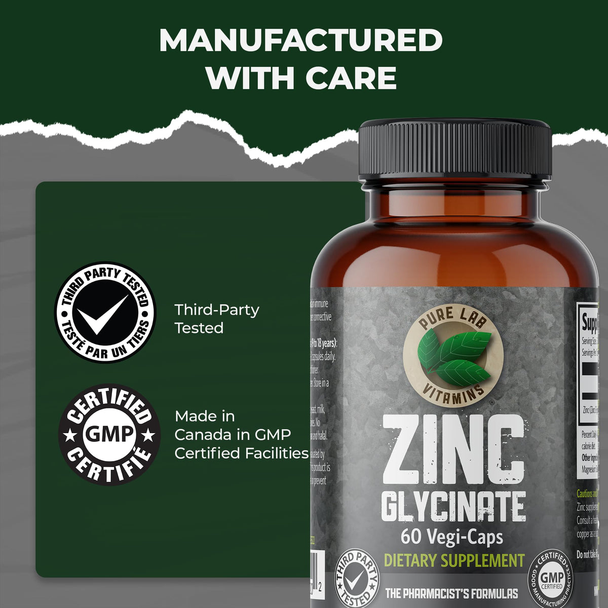 Pure Lab Vitamins Zinc Glycinate - 60 Vegetarian Capsules - image 7