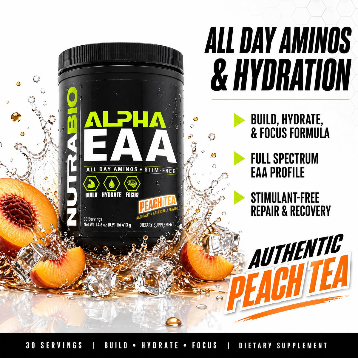 NutraBio Alpha EAA Essential Amino Acids Powder - 30 Servings - image 3