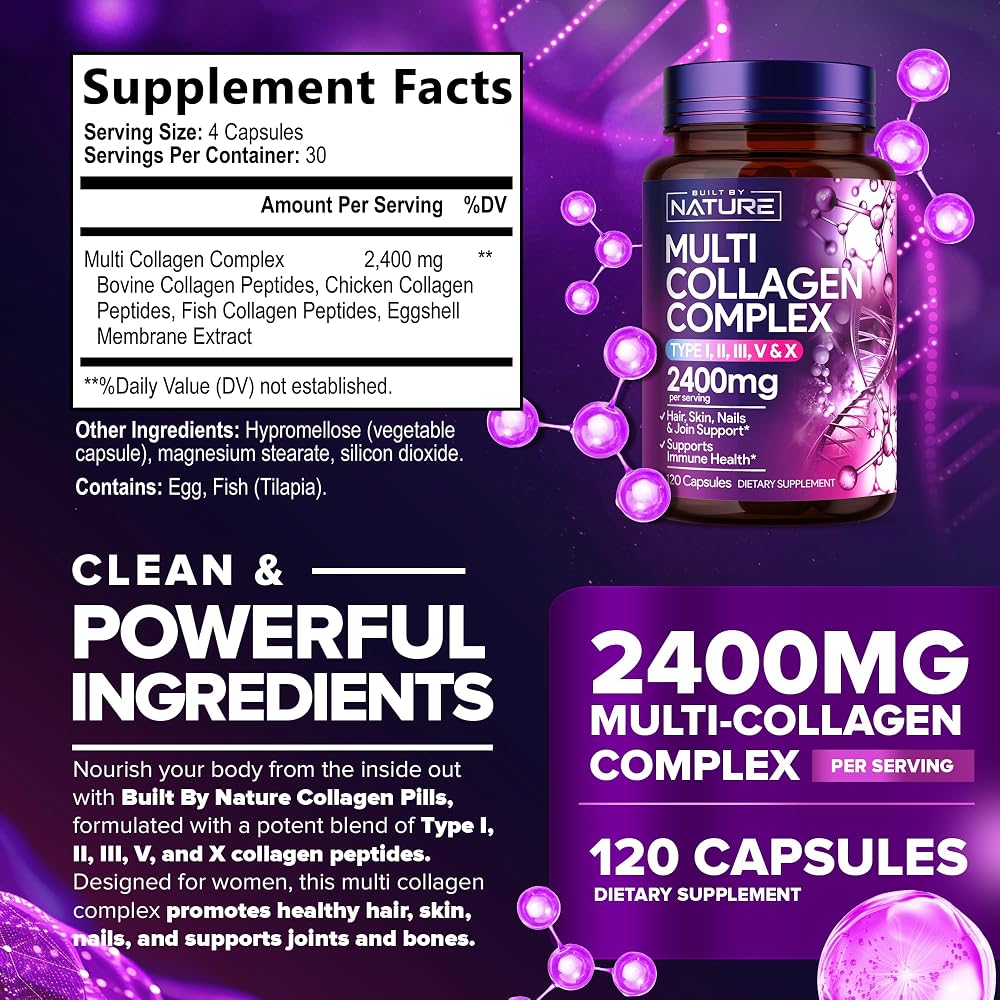 Built by Nature Multi Collagen Peptides Complex for Women - 120 Capsules - image 7
