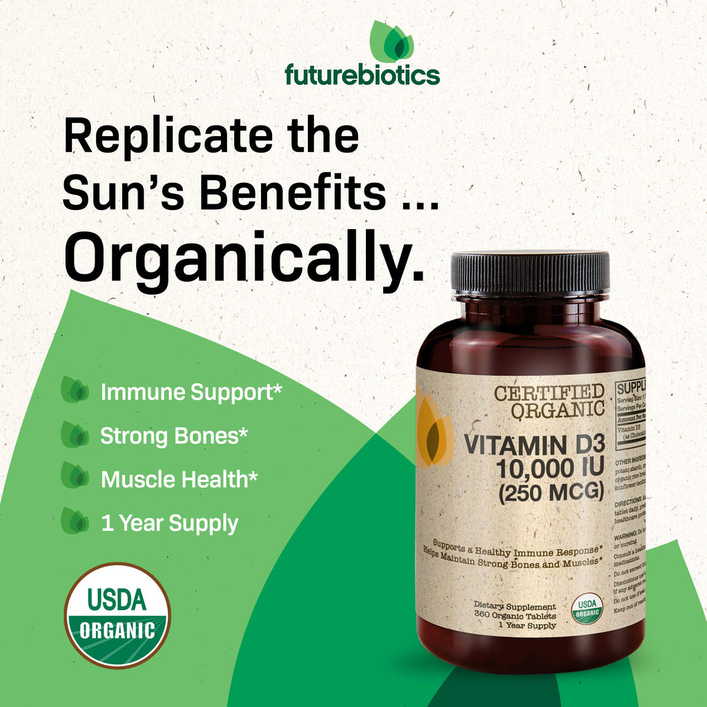Futurebiotics Vitamin D3 10,000 IU Immune Support - 360 Tablets - image 3