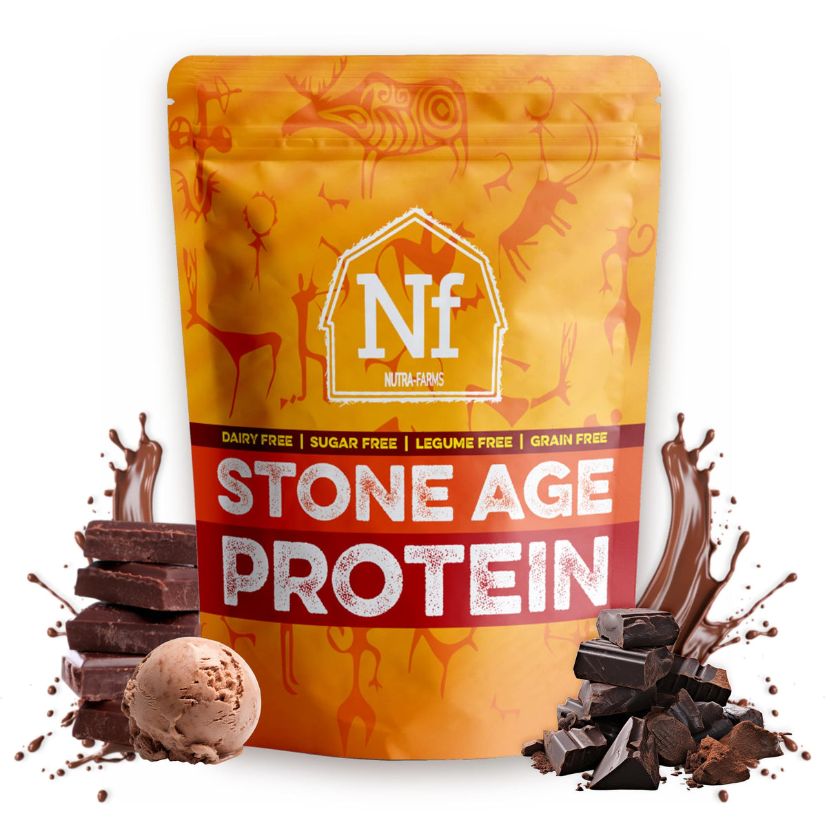 Nutra-Farms Stone Age Protein Powder Chocolate - 30 Servings