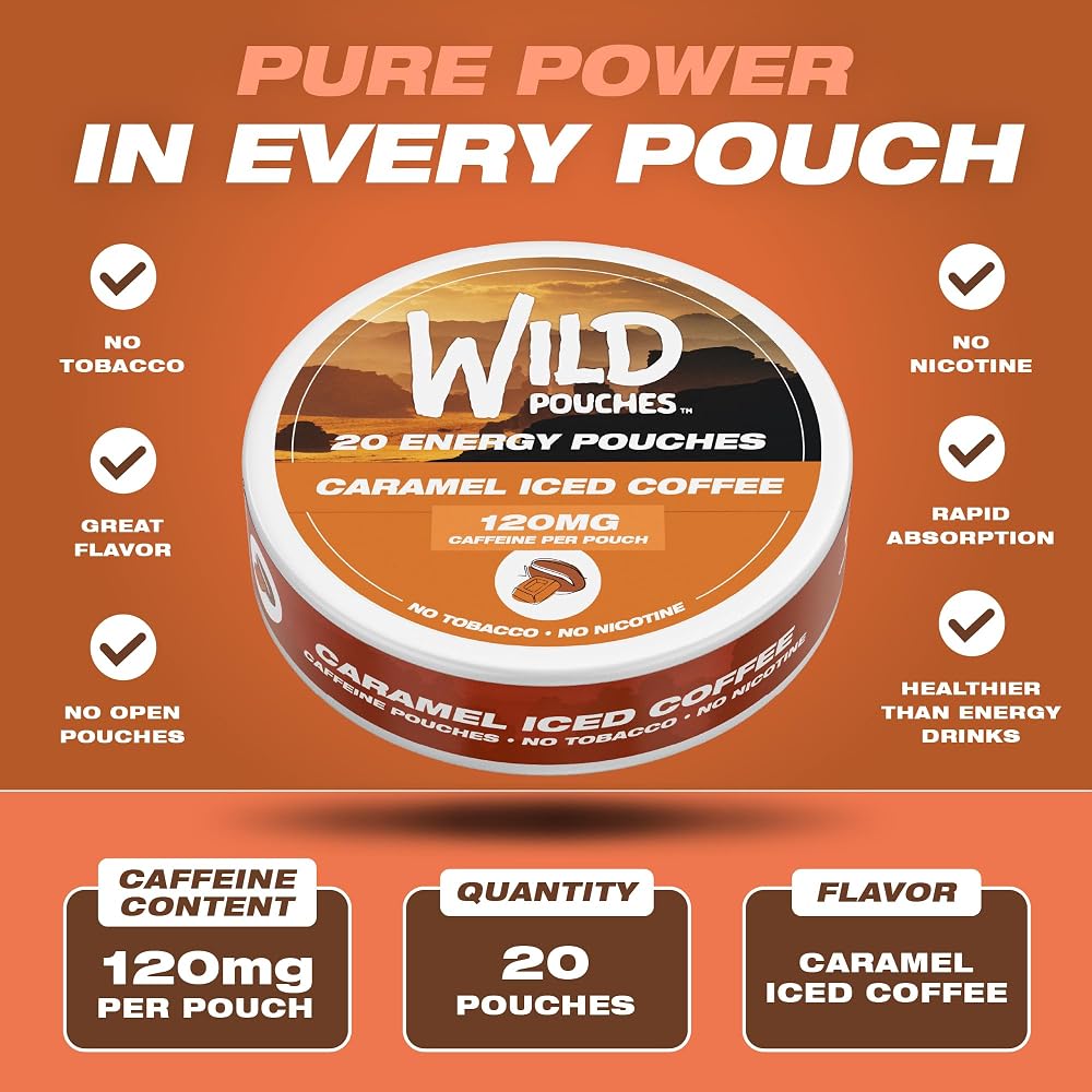 Wild Pouches Caramel Coffee Caffeine Energy Pouches 120mg - 20 Count - image 2