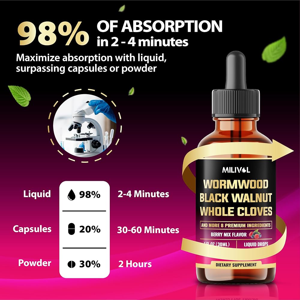 MILIVOL 11in1 Black Walnut Wormwood - Berry Mix Flavor - 1 Fl Oz