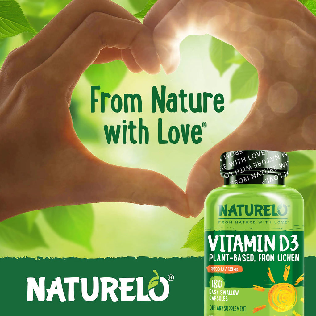 Naturelo Unflavored Vitamin D3 Capsules Bottle Bone