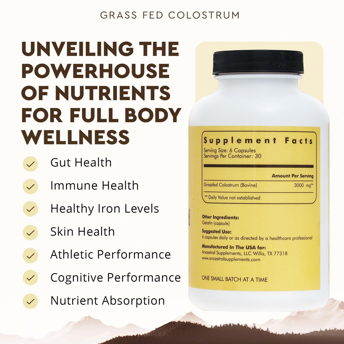 Ancestral Supplements Grass Fed Beef Colostrum - 180 Capsules - image 2