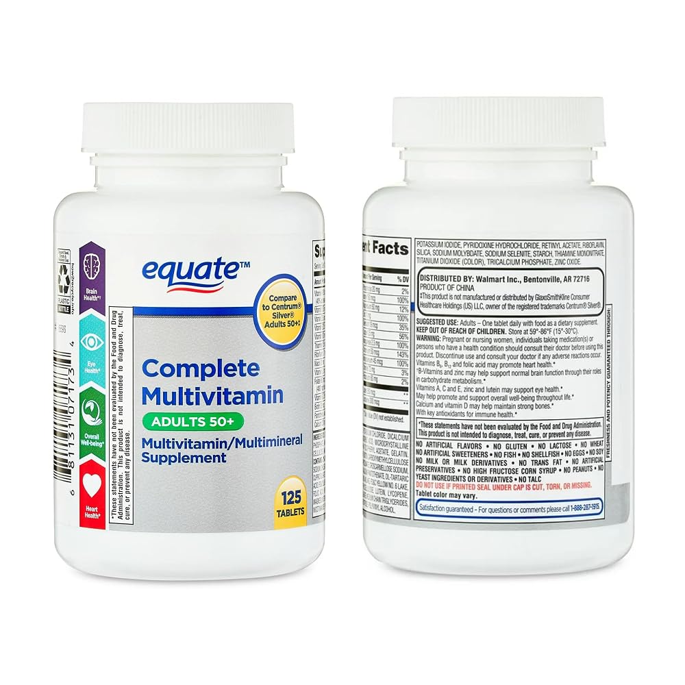 Generic Equate Adult 50+ One Daily Complete Multivitamin - 125 Tablets - image 4