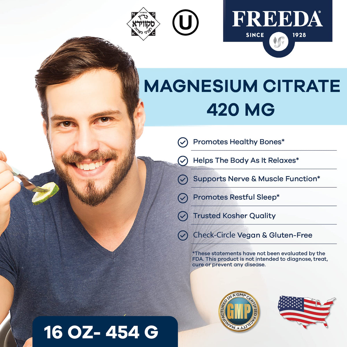 FREEDA Magnesium Citrate Powder for Bone & Muscle Support - 16 Oz - image 2