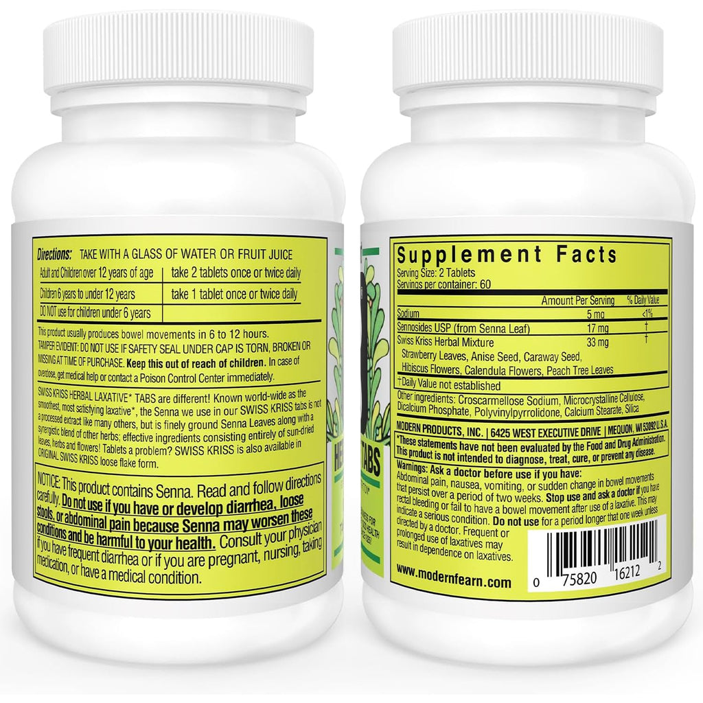 Swiss Kriss Senna Tablets Herbal Laxative - 120 Tablets - image 2