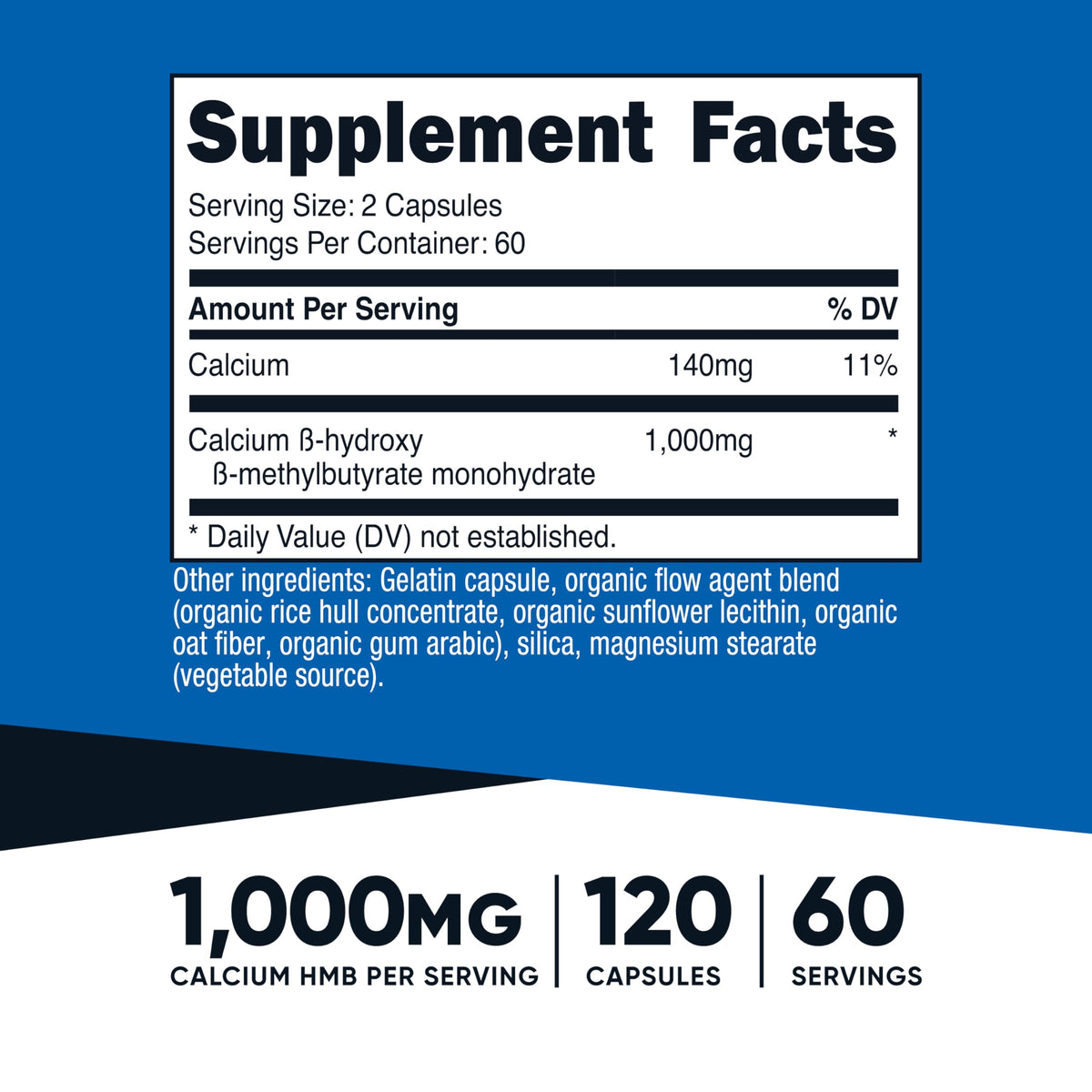 Nutricost HMB (Beta-Hydroxy Beta-Methylbutyric) 1000mg - Gluten Free