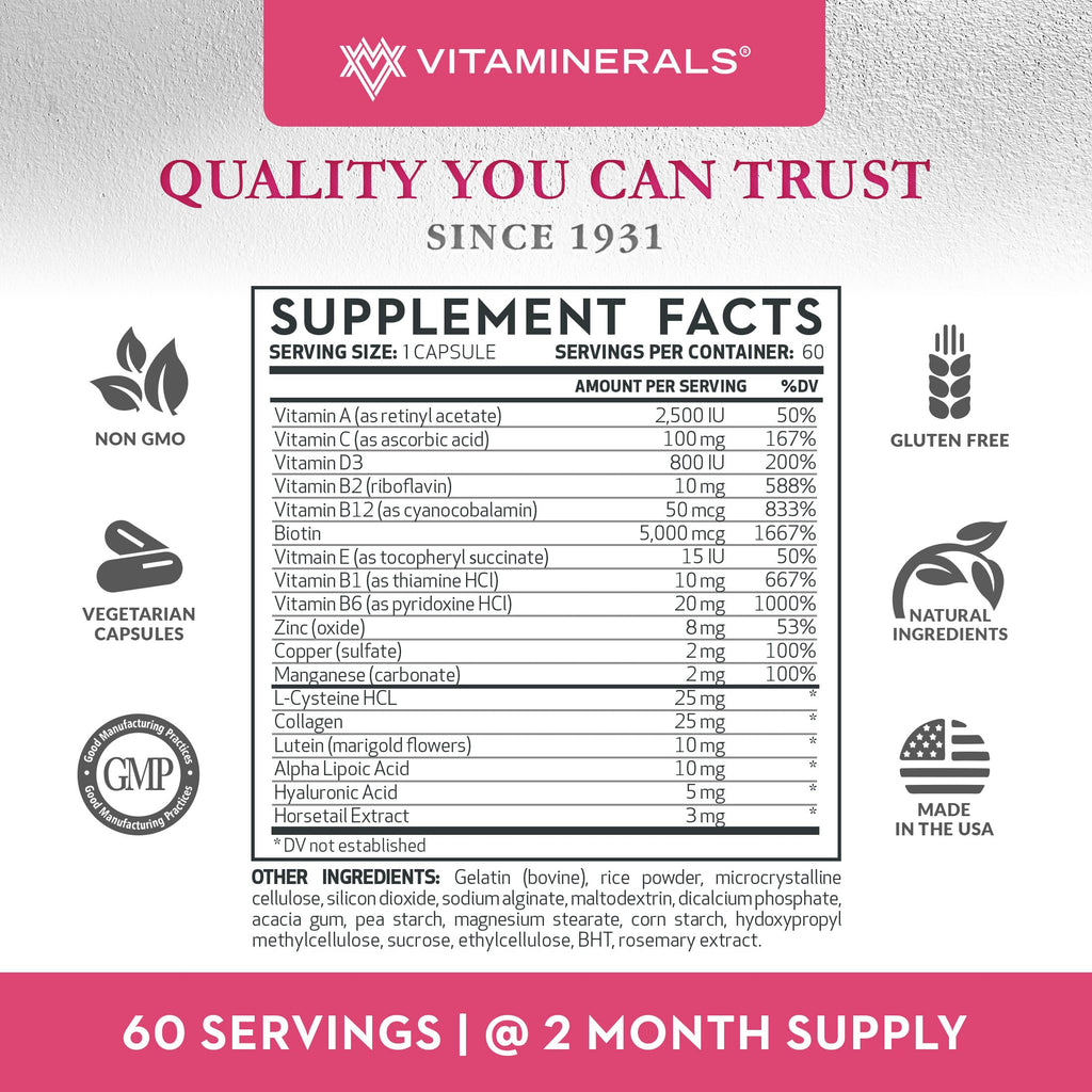 Vitaminerals 217 Hair, Skin & Nails - 60 Capsules - image 3