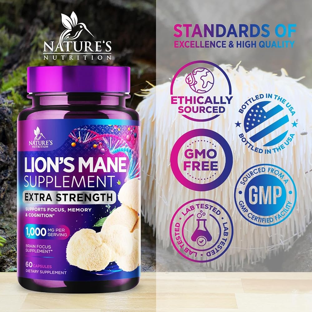 Nature's Nutrition Lion's Mane Mushroom Supplement - Extra Strength