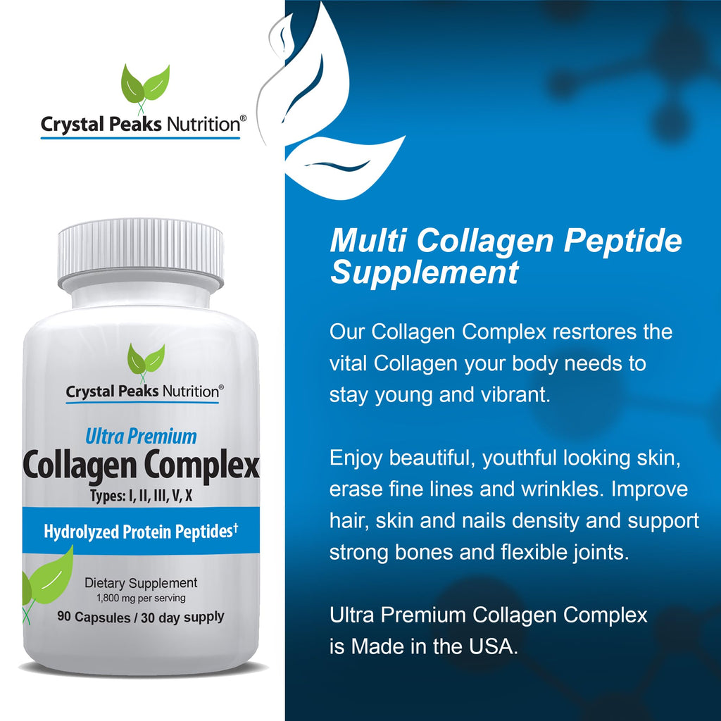 Crystal Peaks Nutrition Collagen Peptide Pill Types I-X - 90 Capsules - image 6